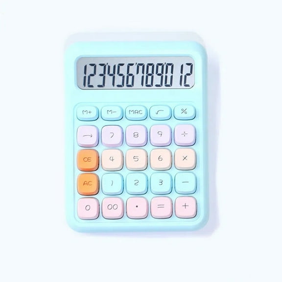 Kchsji High Color Dopamine Mechanical Key Scientific Calculator 12-Bit LCD Display Portable Handheld Solar Battery Powered for School Home Office Accounting Math Calculation Student Teacher Use