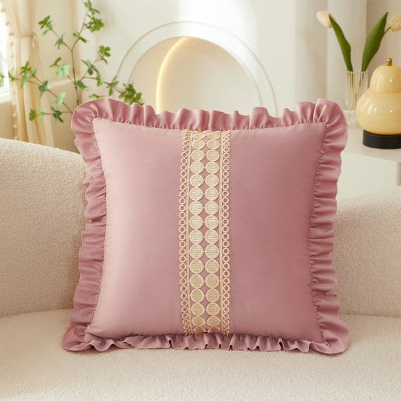 Kchsji Holland Velvet Decorative Pillow - Soft Side Cushion with Lace Splicing for Sofa Floating Window Waist Support, Comfortable Water-Resistant, Suitable for Indoor Outdoor Patio Use