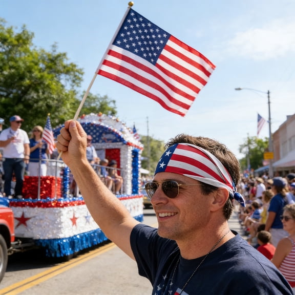 Kchsji Independence Day Wide Elastic Headband With Stars And Stripes, Sweat Absorbent Sports Hairband For Run, Workout, Parade, BBQ, Patriotic Holiday Party, Non Slip Fashion Cross Style, Durable