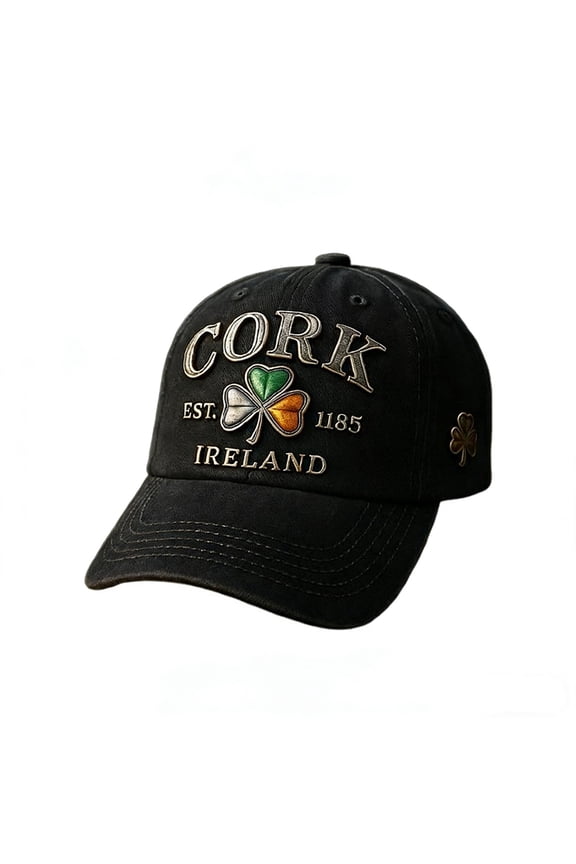 Irish Holiday Casual Baseball Cap, Green St. Patrick Theme, Adjustable Cotton Blend, Vintage Distressed Finish, Breathable Eyelets, Everyday Travel Or Parade Accessory, Unisex Fit