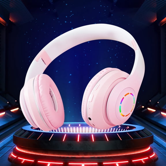 Kchsji LED Gradient Bluetooth 53 Wireless Headset 200mAh 10H Playtime 200H Standby Wired-Wireless Dual Mode Universal Phone Tablet Laptop Soft Adjustable Headband for Music Gaming Travel Office