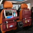 thumbnail image 1 of Kchsji Leather Car Seat Storage Bag with Foldable Tray, Multi-Functional Backseat Organizer for Mobile Phones Tissues Bottles Umbrellas Toys for Families Travelers Long-Distance Car Trips, 1 of 7