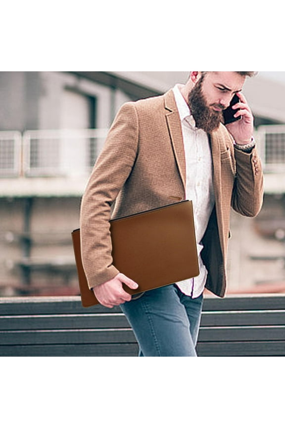 Leather Document Bag for Men & Women, Waterproof Business Briefcase with High-End Feel and Sleek Design, Professional Office Portfolio Folder for Laptop, Papers, and Travel Essentials