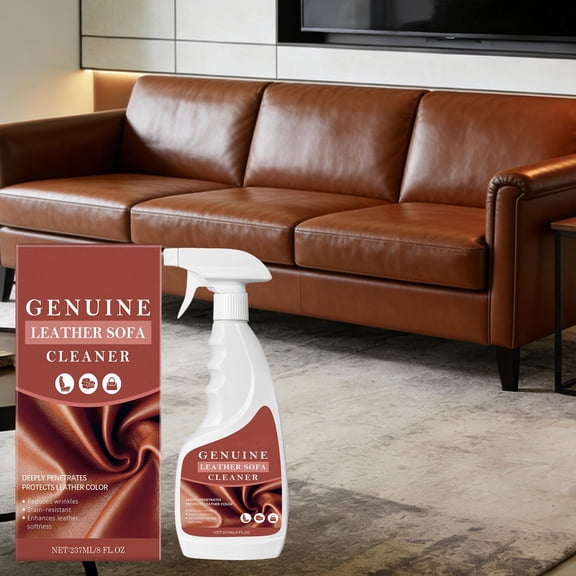 Kchsji Leather Sofa And Car Interior Cleaner 237ml Stain Remover Shine Care pH-Balanced 2-in-1 Conditioning for Sofas Car Seats Bags Jackets Microfiber Kit Included Home Professional Use