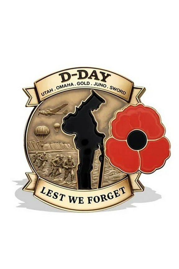 Limited Edition D-Day 80th Anniversary Commemorative Badge, Alloy Die Cast Medal Pin, Symbol Of Courage Sacrifice, Honor Tribute Collectible Gift For Veterans Collectors Memorial Events