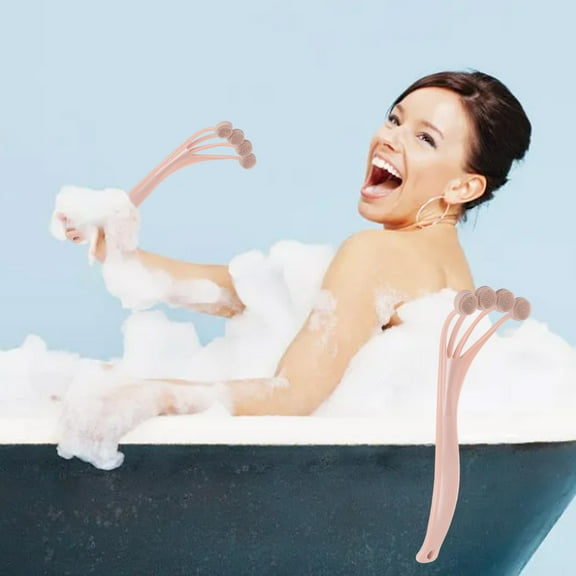 Kchsji Long Handle Bath Brush, Soft Feathered Back Scrubber, Exfoliating Brush with Comfortable Grip, Ideal for Bathing, Skin Care, and Cleaning Hard-to-Reach Areas, Convenient for Home Use