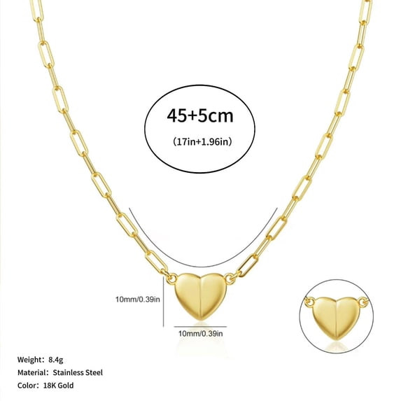 Kchsji Love Magnetic Necklace With Spring Buckle, Adjustable Length Pendant For Romantic Gift, Elegant Everyday Accessory, Secure Magnetic Clasp, Premium Chain For Birthdays And Celebrations