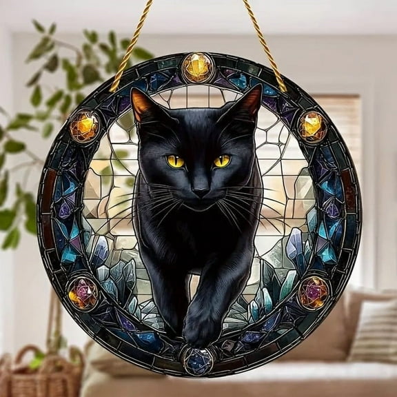 Kchsji Maine Coon Dreamcatcher Colorful Acrylic Hanging Ornament, Cat on Books Wall Art Pendant for Kitchen Room Garden Office Decoration, Gift for Cat Lovers and Book Readers, Year Round Cheer