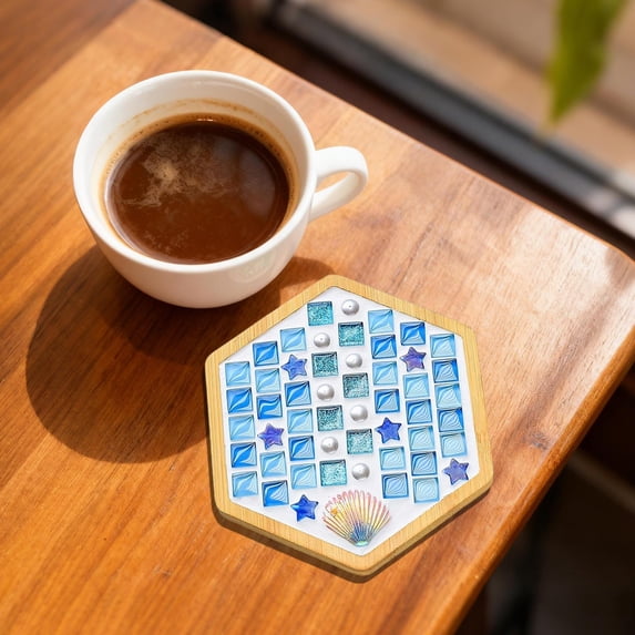 Kchsji Mosaic Craft Kit For Adults Beginners, DIY Wooden Coaster Making Set with Complete Tools Included, Stress Relief Creative Art Activity, Gift Idea For Christmas Birthday