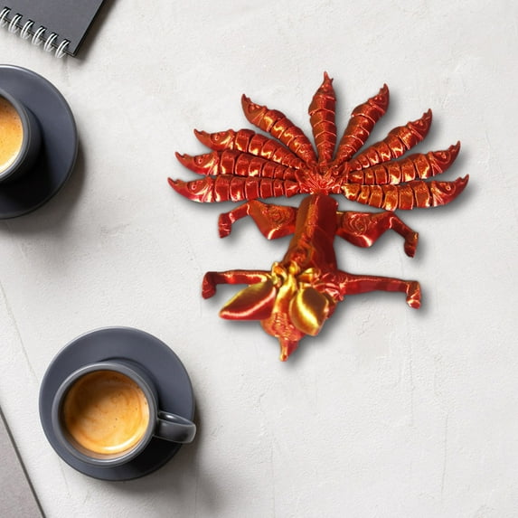 Kchsji Nine Tailed Fox Statue, 3D Printed Desk Decor Figurine, Anime Animal Sculpture for Home Office Shelf Bookcase Collectors Gift, Halloween Christmas Party Favors Decorations