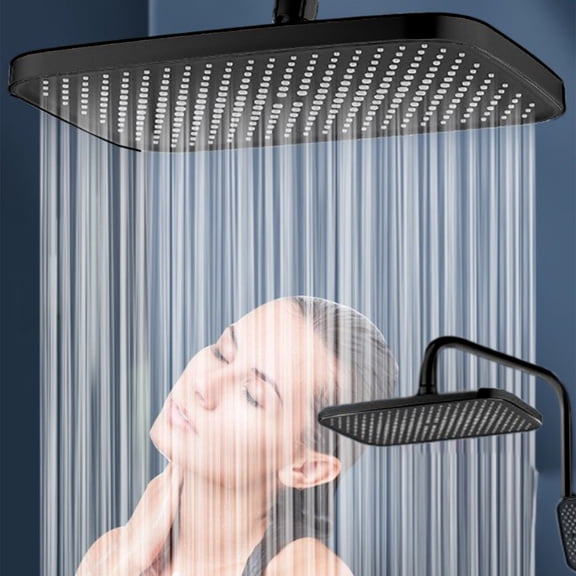 Kchsji Overhead Showerhead, Pressurized Top Spray, 14-Inch Oversized Panel, High Water Pressure Boost, Rotating Adjustable Nozzle, Ideal for Family Use, Easy Installation for Home
