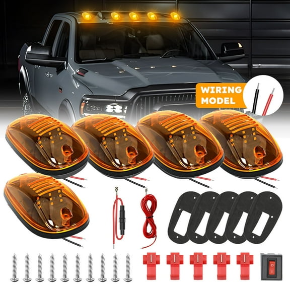 Kchsji Pickup Truck Roof Mouse Cab Marker Light 9LED Waterproof Amber Warning Light Universal for Trucks SUVs RVs Heavy Rain Driving Exterior Safety Signal Automotive Lighting Accessories Kit