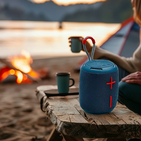 Kchsji Portable Bluetooth Speaker - Waterproof, Shockproof, Built-In Flashlight, LED Lights, Card Slot, Backpack Pendant for Hiking, Cycling, Outdoor Travel, and Everyday Adventures
