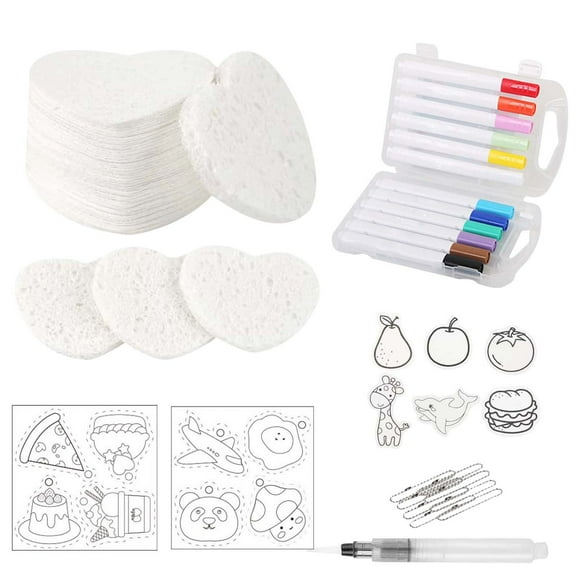 Kchsji Puffy Paint Drawing Canvas Sponge 10ml Foam Texture Paper Magic Water Activated 3D Art Kit for Kids Crafts DIY Holiday Gift 10 Shapes 12 Colors Pre-Design Stickers Bead Chains Birthday Party