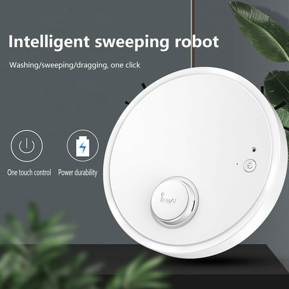 Kchsji Robot Vacuum Mop 2 in 1, Sweeping Mopping Robot with 1200Pa Strong Suction, 6.4cm Super-Thin Low Profile, Dual Brushes, 2400mAh Battery 70Min, USB Charging, for Hard Floors Pet Hair Carpet