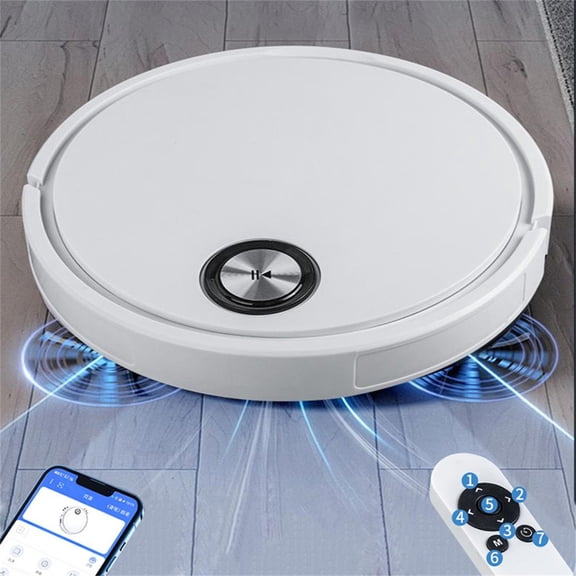 Kchsji Robot Vacuum Mop Combo 3-in-1 Self-Charging Smart Navigation,1800Pa Strong Suction,2.4-inch Ultra-Thin, 2400mAh 80min Runtime, Dual Brushes,Wet Dry,Quiet 55dB for Pet Hair Hard Floor Carpet