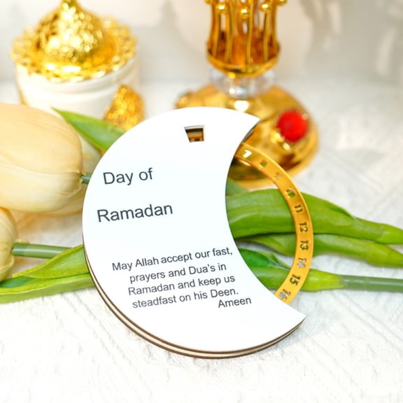Kchsji Rotatable Advent Calendar - Ramadan Countdown Calendar with Wooden Acrylic Design, Desktop Decor, Holiday Reminder for Ramadan, Christmas, Party Celebrations, Rotating Daily Countdown Calendar