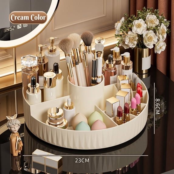 Kchsji Rotating Organizer Lazy Susan Turntable Desktop Storage Shelf, 360 Degree Spinning Organizer Space Saving Solution, Vanity Kitchen Bathroom Decor Organizer for Makeup Spices Office Supplies