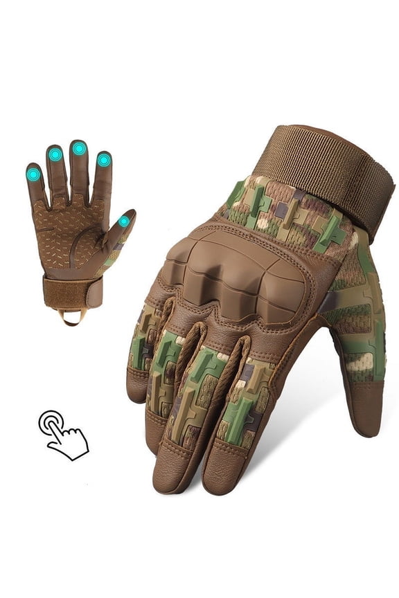 Rubber Guard Gloves for Men Touchscreen Motorcycle Hunting Outdoor Protective Work Gloves with Reinforced Palm Lightweight Breathable Anti-Slip for Riding Hiking Camping Fishing Sports