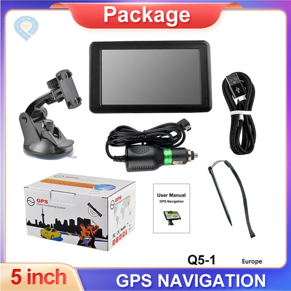 Kchsji Sat Nav GPS 5 Inch 8GB+128MB Car Truck Navigation TFT Screen FM Transmitter Expandable 32GB Multimedia Playback Maps for Driving Travel Delivery Commercial Route Planning Road Trips