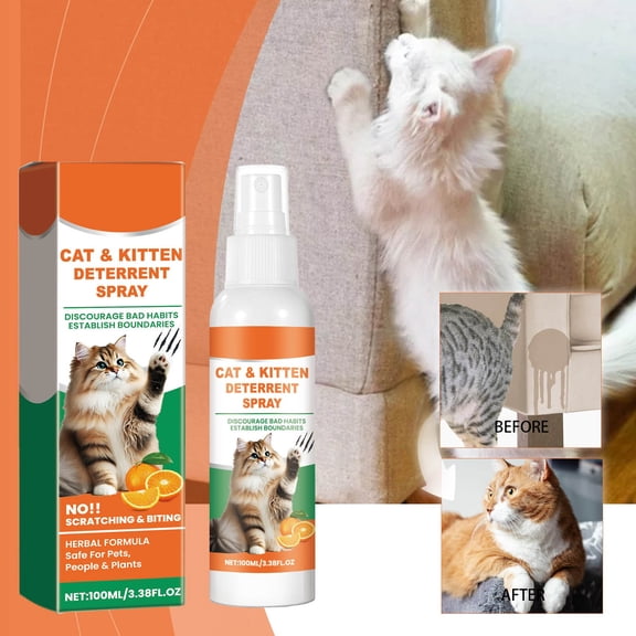 Kchsji Scratching Restricted Area Spray for Cats, Natural Anti-Scratch Training Spray, Safe for Furniture, Rugs, and Indoor/Outdoor Areas, Effectively Repels Cats from Forbidden Spaces
