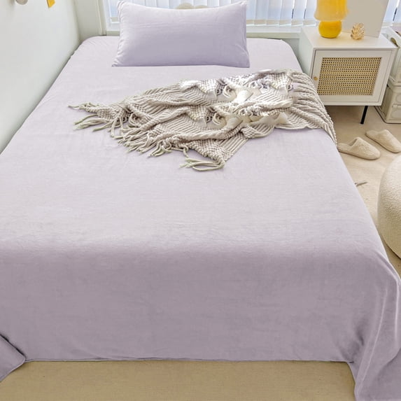 Kchsji Soft Velvet Flannel Sheet Set, Cozy Warm Non Pilling Crystal Fleece Bedding for Comfortable Sleep, Anti Static Plush Sheets for Chilly Nights, for Bedroom Guest Room RV Travel Home Use