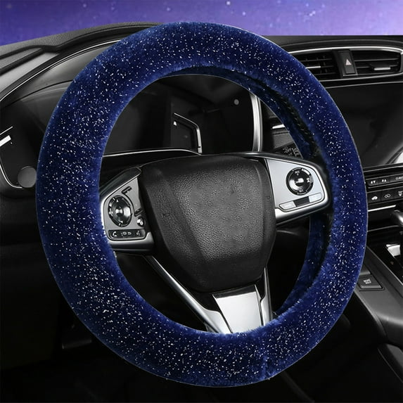 Kchsji Star Steering Wheel Cover Plush Warm Thickened Non-Slip Grip Winter Comfort Universal 15" Fit Interior Decors Personalized Upgrade for SUV Sedan Truck Daily Driving Commute Holiday Gifts