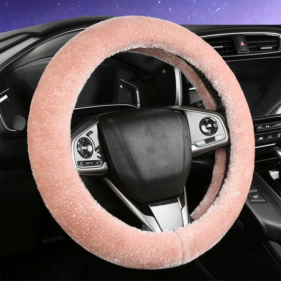 Kchsji Star Steering Wheel Cover Plush Warm Thickened Non-Slip Grip Winter Comfort Universal 15" Fit Interior Decors Personalized Upgrade for SUV Sedan Truck Daily Driving Commute Holiday Gifts