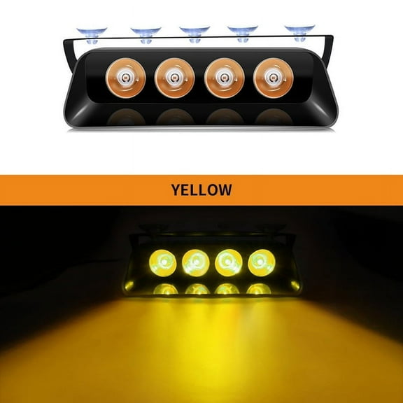 Kchsji Suction Cup LED Emergency Flash Light for Vehicles, 16 Strobe Modes High-Power 4-LED Warning Light for Construction Snow Fire Trucks Dashboard Mount Emergency Road Safety