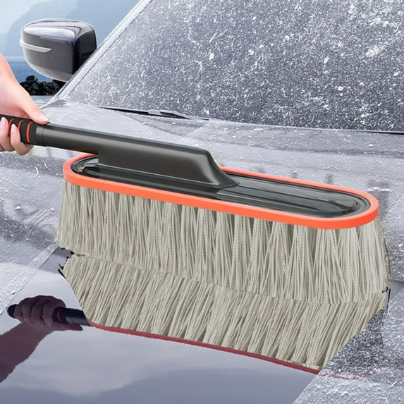 Kchsji Telescopic Car Snow Brush, Extendable Car Duster and Mop, Removes Snow Dust Wax, Alloy Bristles Durable, Lightweight Versatile Cleaning Tool for Winter Road Vehicle SUV Truck