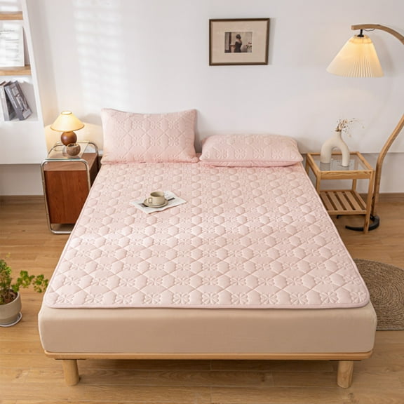 Kchsji Thickened Mattress Companion Modern Style Bed Hat Textured Breathable Non Slip Fitted Sheet for Queen King Mattress Bedroom Guest Room Hotel Sleep Comfort Bedding Protector Home Linen