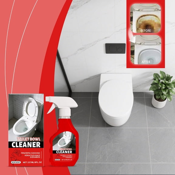 Kchsji Toilet Cleaner 237ml Household Bathroom Stain Remover Descaling Solution Odor Reduction Powerful Clean for Toilets Porcelain Fixtures Restores Hygiene for Bathrooms Hotels Restaurants