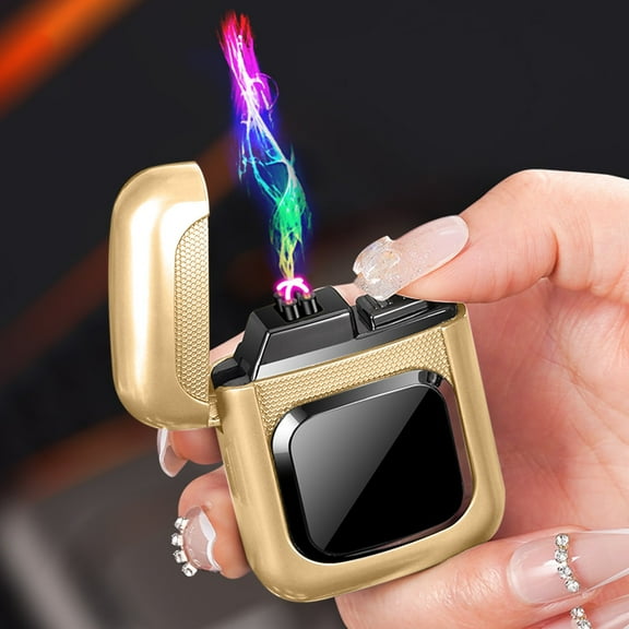 Kchsji Transparent LED Power Display USB Charging Windproof Lighter, Cool Flashing Light, Windproof Ignition, for Outdoors, Hiking, Camping, Survival, and Emergency Use, Portable Design