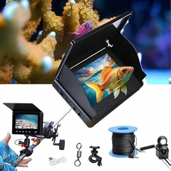 Kchsji Underwater Fishing Camera 1080P Fish Finder With LCD Screen Infrared Night Vision 98ft Cable Wide Angle Waterproof Video Monitoring for Ice Fishing Lake Sea Boat Anglers
