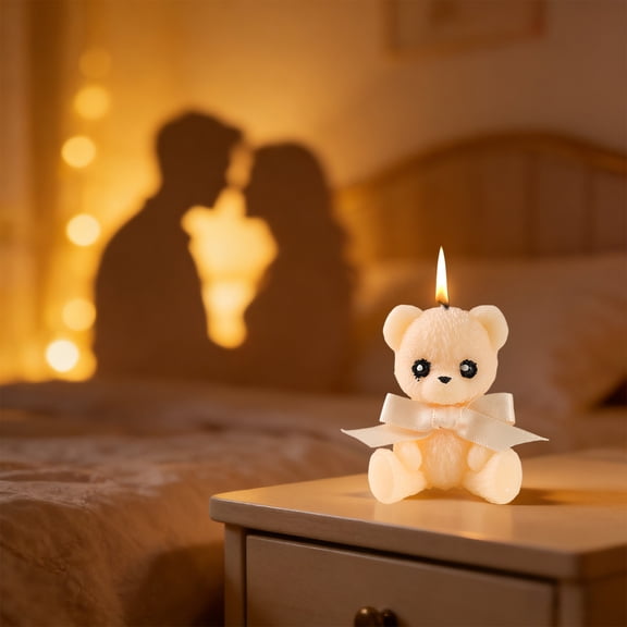Kchsji Valentine’s Day Bear Scented Candle Gift Ornament, Soy Wax Bear Shape Candle, Perfect for Valentine’s Day Gifts, Table Centerpiece, Anniversary Gift, Party Favors and Romantic Decor