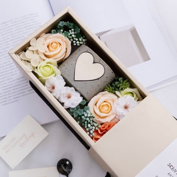 Kchsji Valentines Day Scented Candle Gift Box Romantic Aromatherapy Set with Long-Lasting Fragrances Creates Cozy Intimate Ambiance for Home Dinner Relaxation Spa Evening Celebrations Couples Gifts