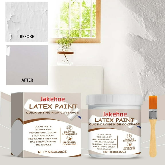 Kchsji Wall Refinisher White Emulsion Paint 150 g, Water-Based Coating For Walls, Anti-Fouling, Waterproofing, Low Odor, Fast Drying, Durable Protective Film, Home Renovation Projects