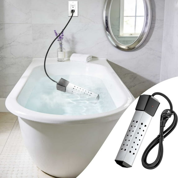 Kchsji Water Heaters Pool Heaters 2000W High-Power Fast Heating Swimming Pool Bathtub 304 Stainless Steel Anti-Rust Immersion Heater Water Level Detector Overheat Protection Home Outdoor Bucket Basin