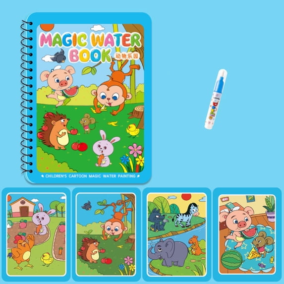 Kchsji Waterpainting Book Magical Reusable Coloring Painting Set 5ml Pen Water-Based Art Kit for Creative Drawing Learning Fun Travel Home Gift Entertainment Activity Artistic Play