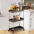 thumbnail image 1 of Kchsji Wide Rolling Storage Cart Three‑Tier Rack For Kitchen Or Dorm, White Or Black, Heavy‑Duty Plastic Organizer With Raised Edges, Swivel Wheels, Removable Shelves And Hooks, Tall Bottle Friendly, 1 of 6