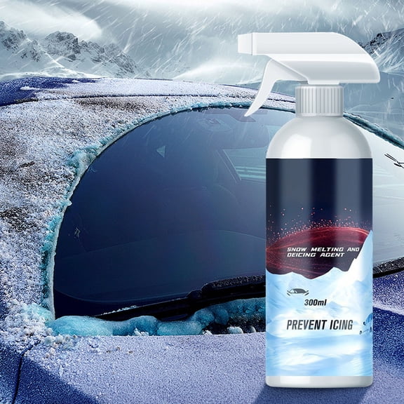 Kchsji Winter Car Windshield Des-Icer Spray 300ml Fast Ice-Melt Anti-Freeze Glass-Safe Ammonia-Free Fine-Mist Covers Windshields Door Locks Mirrors Headlights Glove-Box Winter Driving