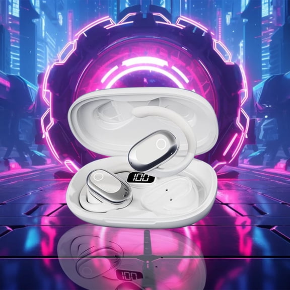 Kchsji Wireless Bluetooth Headphones with Intelligent Noise Reduction, HiFi Stereo Sound, Digital Display, Bluetooth 54, 75H Battery Life, Adjustable Shaft, Perfect for Sports, Travel, Office