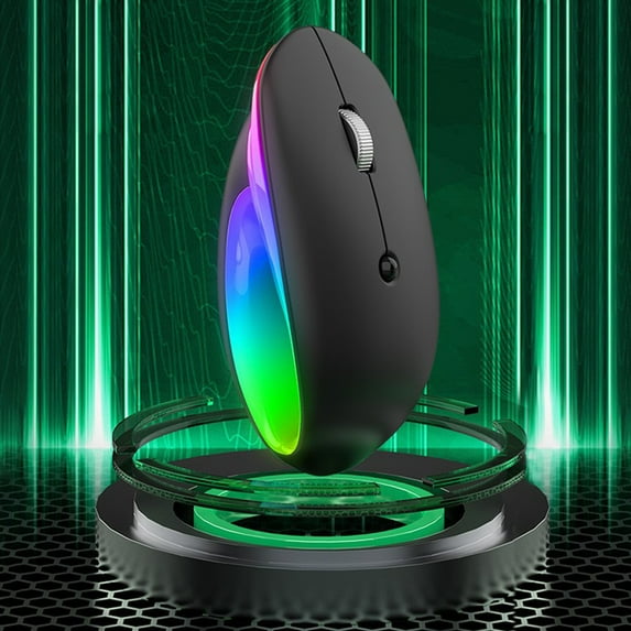 Kchsji Wireless Bluetooth Mouse Type-C Fast Charging Long Battery Life Colourful LED Light Adjustable DPI Plug and Play 24GHz Dual Connection for Laptop PC Tablet Home Office Gaming