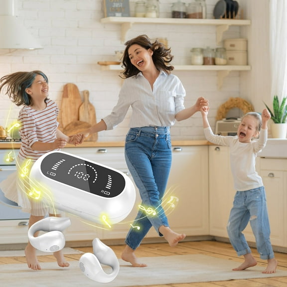 Kchsji Wireless Ear Clip Bluetooth Headphones - Noise Reduction, No Latency, Ideal for Sports & Outdoor Runners, 30H Playback with Charging Case, Bluetooth 53, Comfortable & Secure Fit