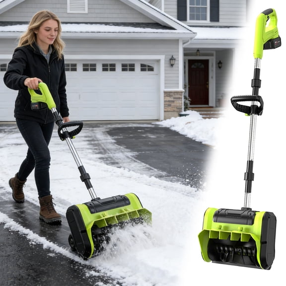Kchsji Wireless Snow Sweeper, Foldable High-Power Hand Push Snow Remover, Battery-Powered Brush With High Torque Motor, Easy Storage For Home Driveway Patio Winter Cleanup And Garage Or Deck