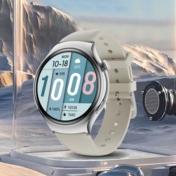 Kchsji Women’s Bluetooth Call Temperature NFC Smartwatch 13" HD Touch 7-Day Battery IP68 Fitness Heart Rate Sleep SpO2 Cycle Track Contactless Pay for Android iOS Workout Office Travel Gift