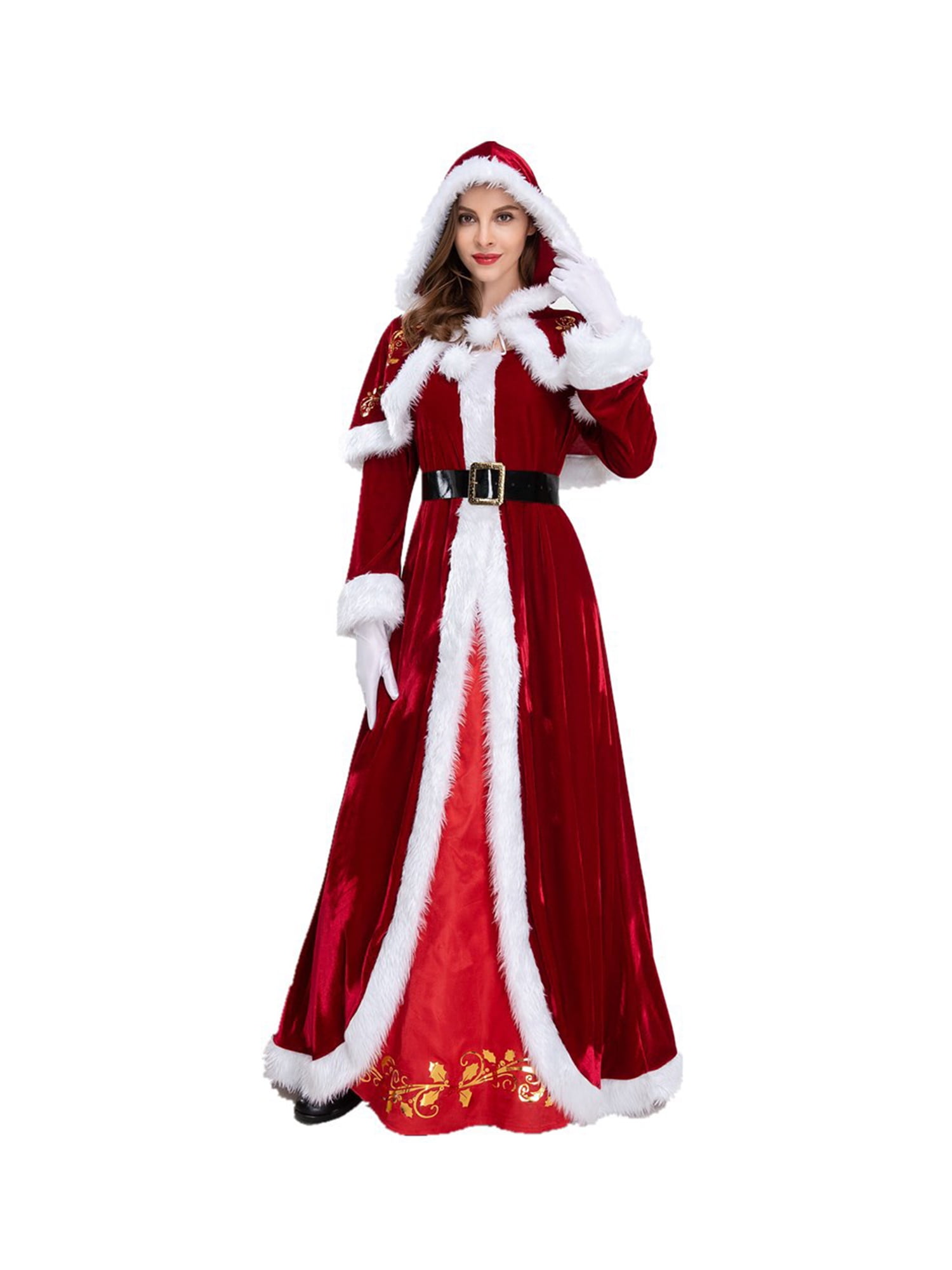Miss Santa Costume Red Dress Cape Hat Belt Miss Santa Costume Red Dress Cape Hat Belt