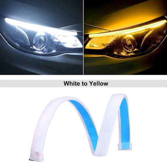 Kcimo 12V LED DRL Car Daytime Running Light Flexible Waterproof Strip Auto Headlights White Turn Signal Yellow Brake Flow Light