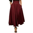 thumbnail image 1 of Kcocoo Women's Skirts Casual A-Line Skirt High Waist Skirt Ankle Length Skirts Polyester Red S, 1 of 5