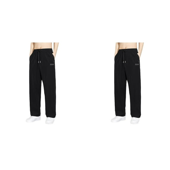 Kcodviy 2 Pcs Men's Summer Casual Lace Relaxed Fit Cargo Pants for Men Up Pocket Solid Color Track Pants Short Pants